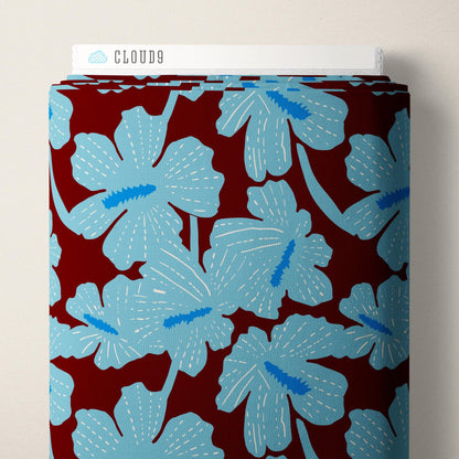 PREORDER Dec 26 | Folka Hibiscus | Burgundy/Blue 229904 by Cloud9 | Sold by Half Yard