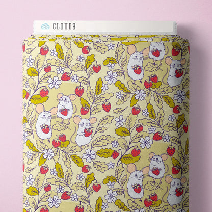 PREORDER Dec 26 | Forest Friends by The Good Twin | Strawberry Mice 228668 by Cloud9 | Sold by Half Yard