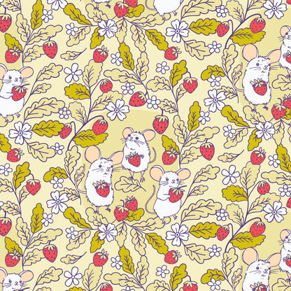 PREORDER Dec 26 | Forest Friends by The Good Twin | Strawberry Mice 228668 by Cloud9 | Sold by Half Yard