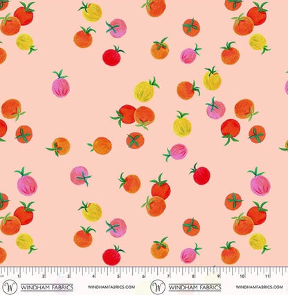 PRE-Order Heather Ross- Market - Cotton Lawn - Cherry Tomatoes on blush | Sold Half Yard - May 2027