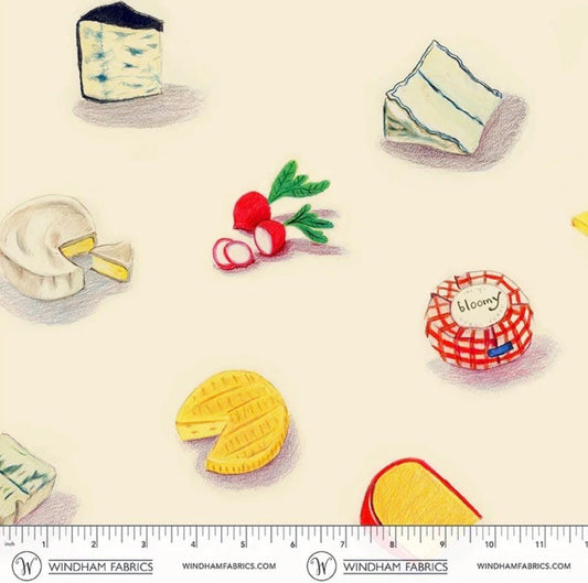 PRE-Order Heather Ross- Market - Cotton Lawn - Cheeses on vintage | Sold Half Yard - May 2027