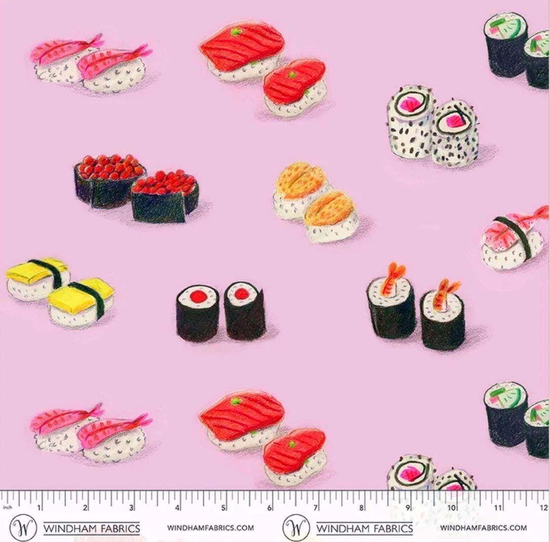 PRE-Order Heather Ross- Market - Cotton Lawn - Sushi on Pink | Sold Half Yard - May 2027