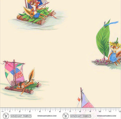 PRE-Order Heather Ross- Boat Race- Stick Boats 55604D-9 Ivory- Half Yard- March 2027