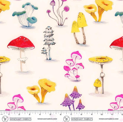 PRE-Order Heather Ross- Market - Cotton Lawn - Mushrooms on Ivory | Sold Half Yard - May 2027