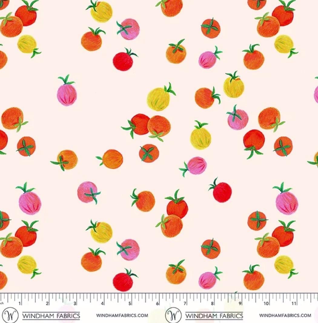 PRE-Order Heather Ross- Market - Cotton Lawn - Cherry Tomatoes on Ivory | Sold Half Yard - May 2027