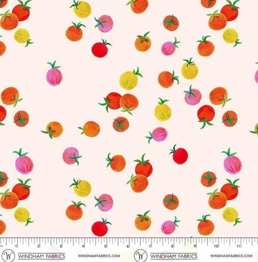PRE-Order Heather Ross- Market - Cotton Lawn - Cherry Tomatoes on Ivory | Sold Half Yard - May 2027