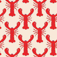 PREORDER March 27 | Lobster Lunch in Ivory/Red 229884 by Cloud9 | Sold by Half Yard
